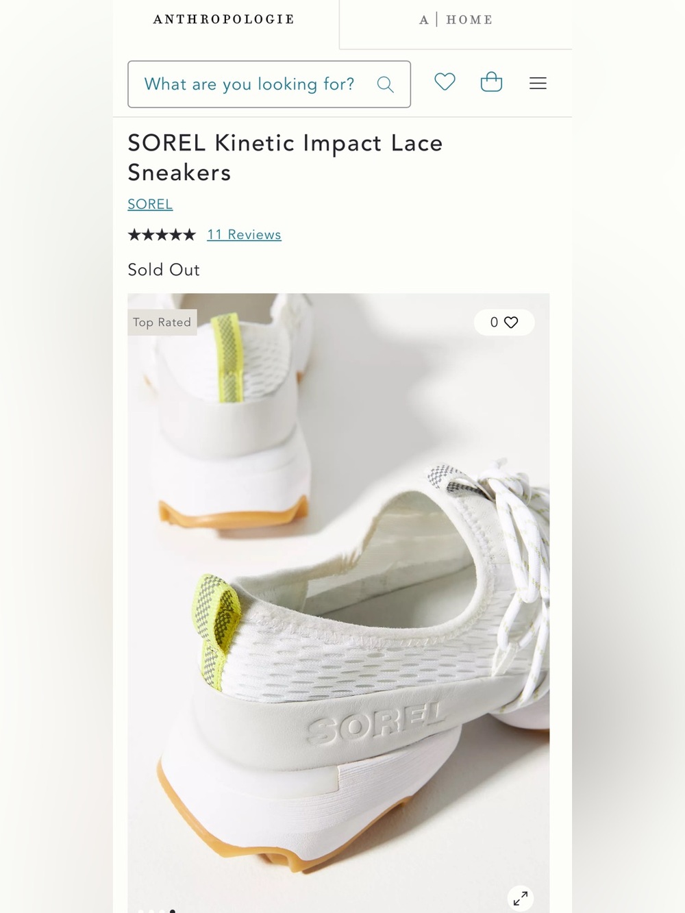 New Sorel White Kinetic Impact Sneakers Yellow 
 7.5 $228 Anthropologie shoes - Picture 5 of 15